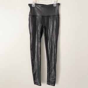 Spanx Size M Black High Rise Faux Leather Full Length Leggings